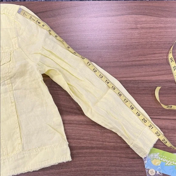 Anthony’s Resort Wear Yellow Linen Lightweight Frayed Edge Button Jacket Sz M - Picture 11 of 14
